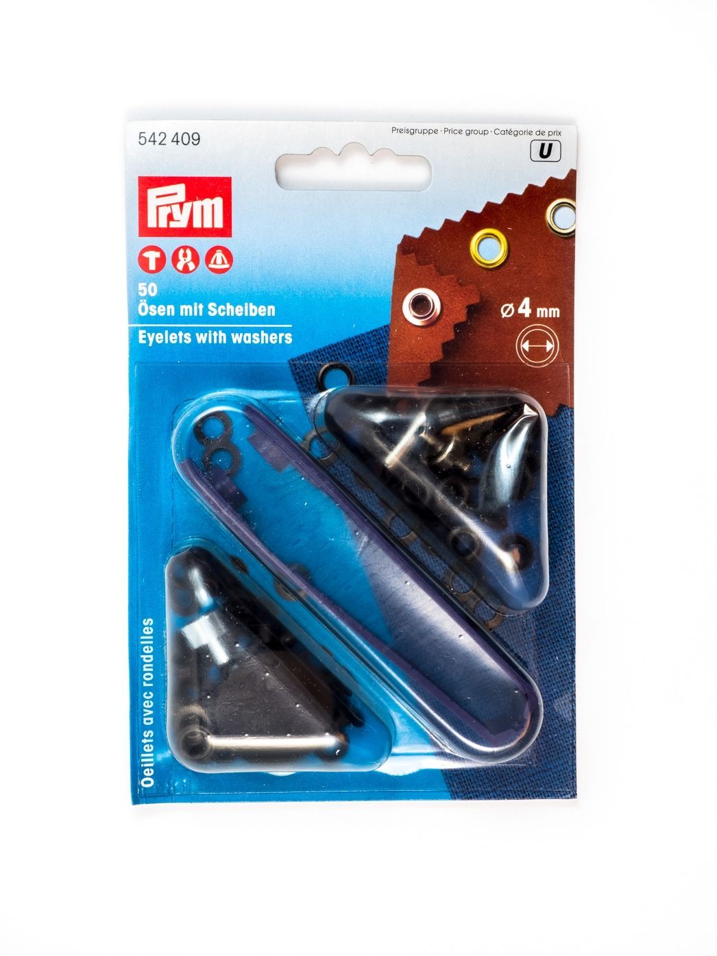 Eyelets with washers, 4mm, Prym 542409 / 542407
