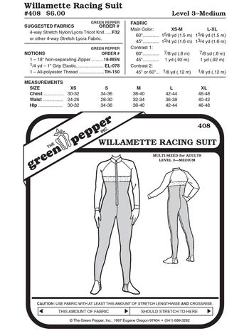 Willamette Racing Suit, pattern GP408