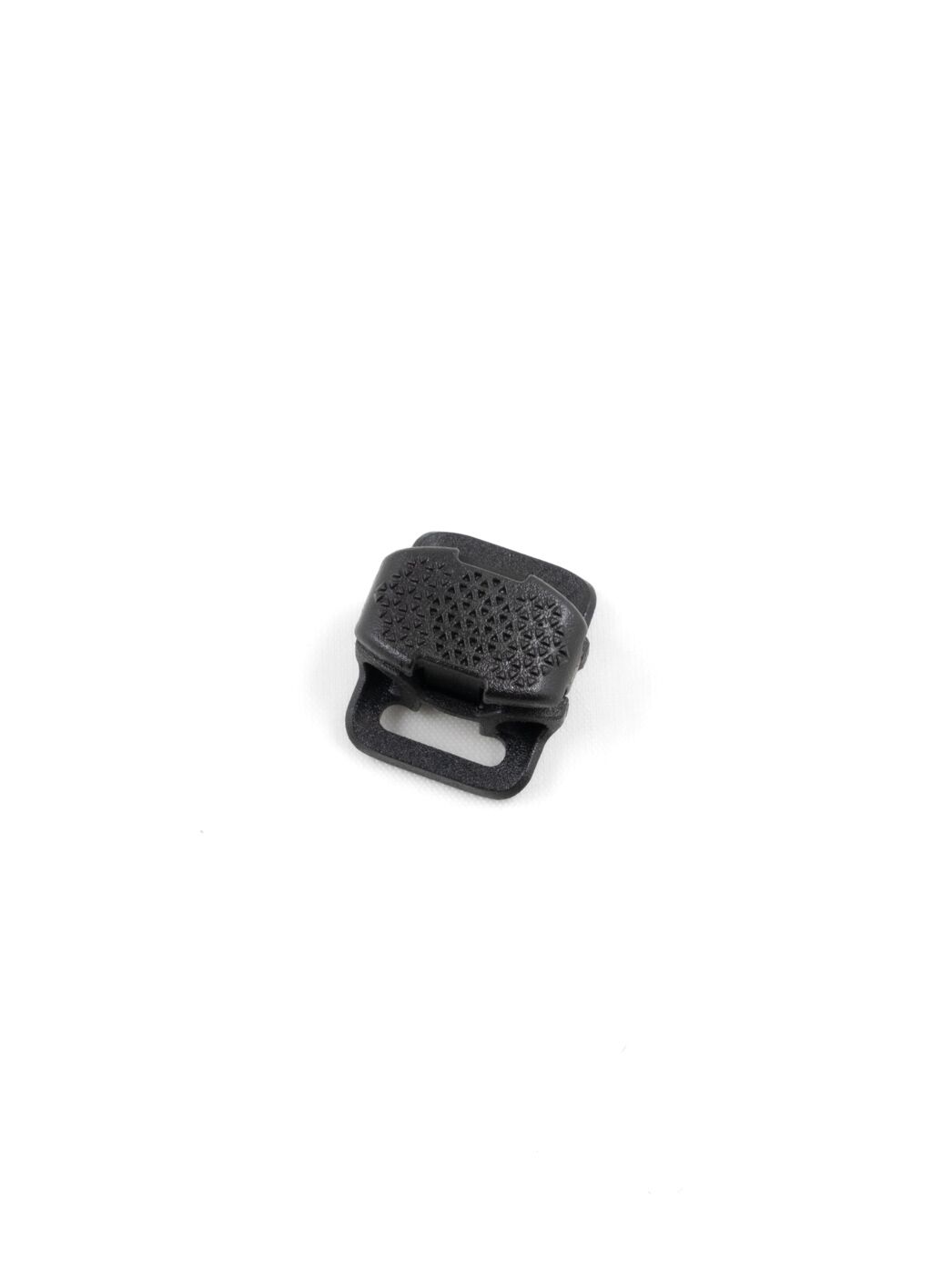 Cord Lock, flat, for 2 cords, with double webbing attachment