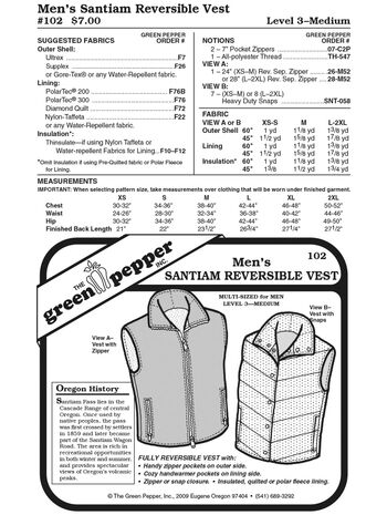 Santiam reversible vest pattern for men, GP102