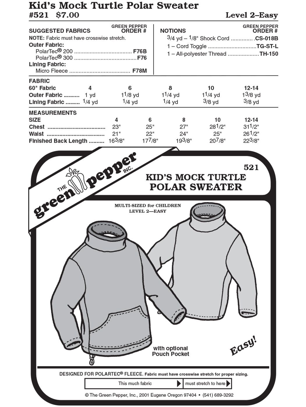 Fleecepullover f. Kinder, Schnittmuster GP521