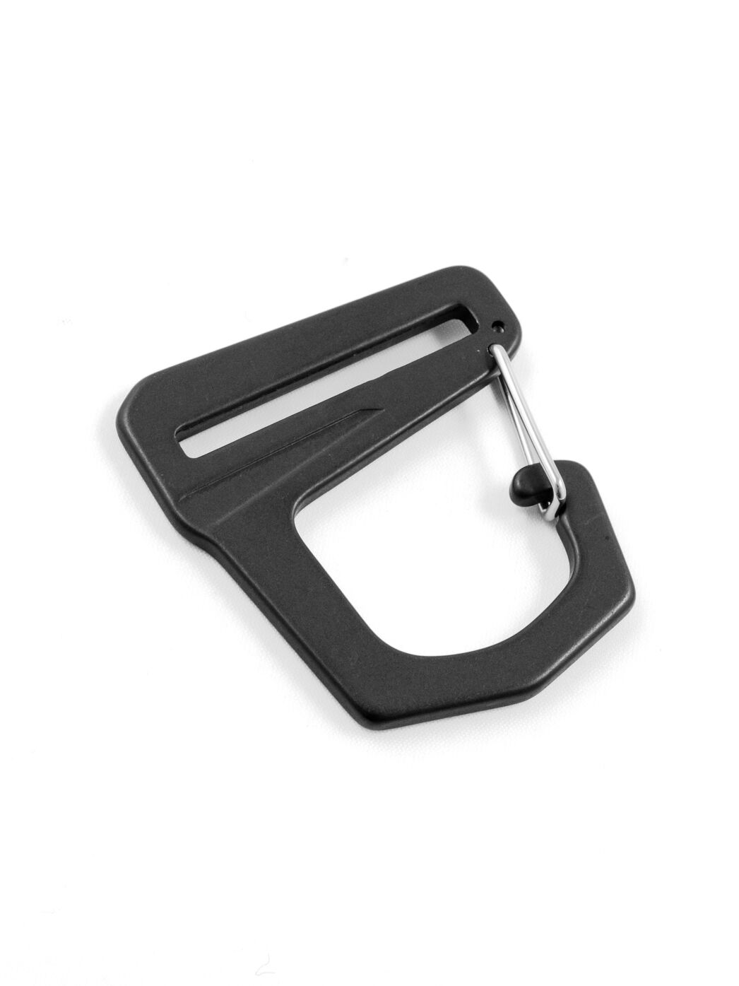 Karabinerhaken mit Gurtbefestigung, Aluminium eloxiert, 38mm