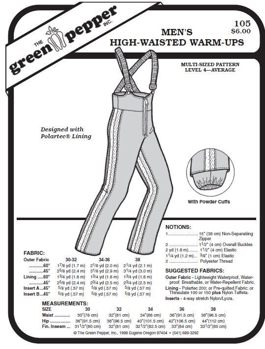 Warm-up pant Schnittmuster f. Männer GP105