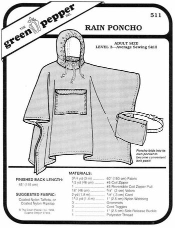 Regenponcho, Schnittmuster GP511