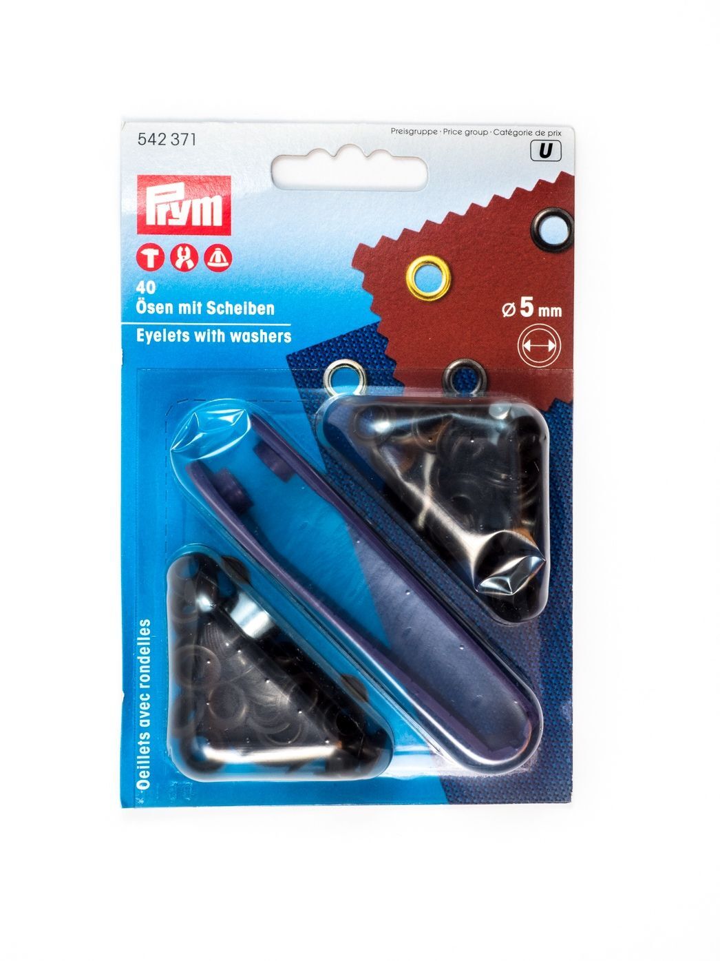 Eyelets with washers, 5mm, Prym 542371 / 542410 / 542411