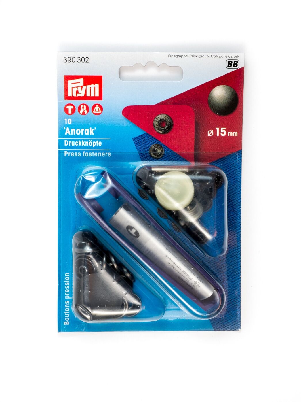 Druckknöpfe Anorak, 15mm, brüniert, Prym 390302