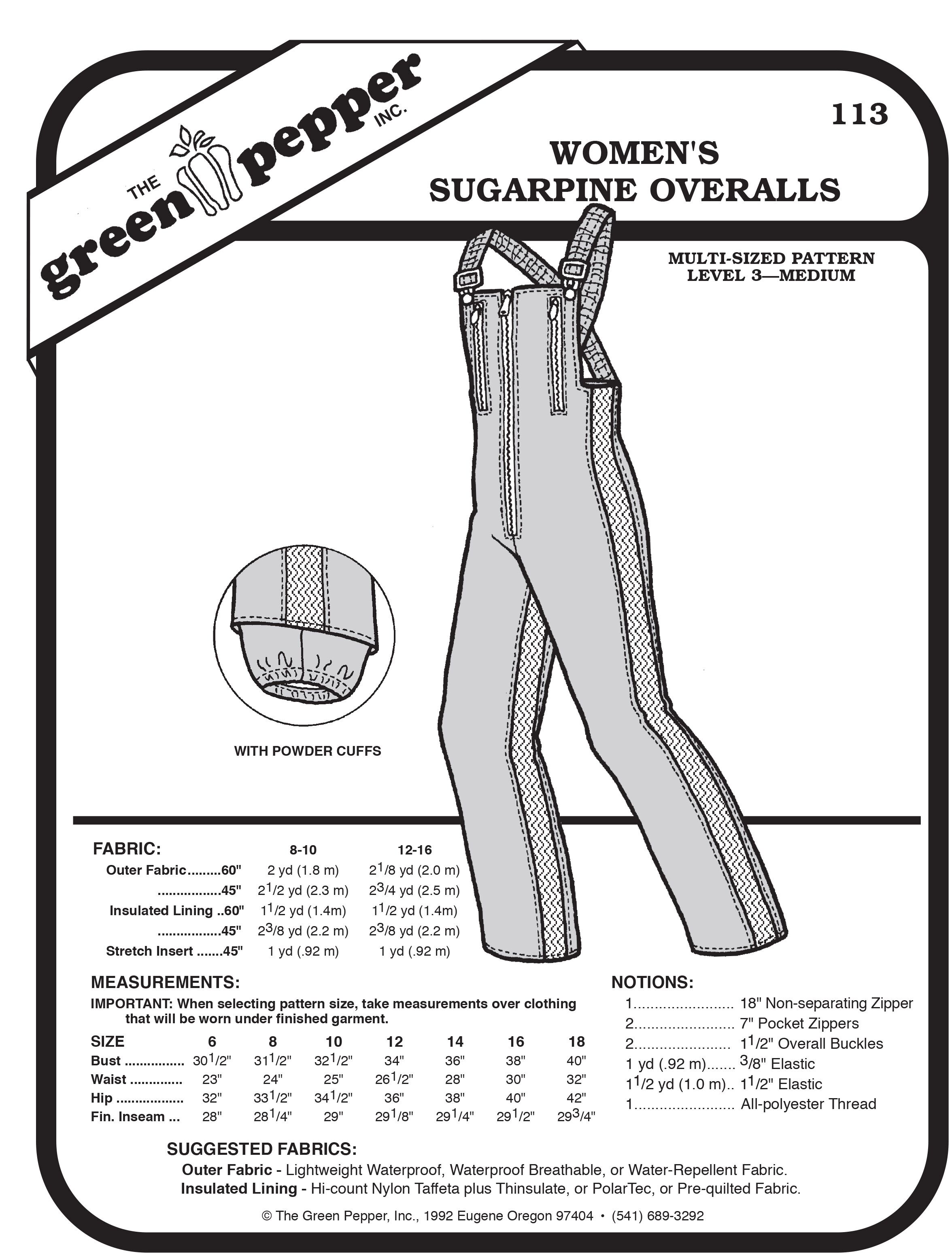 Gefütterte Latzhose, Schnittmuster GP113