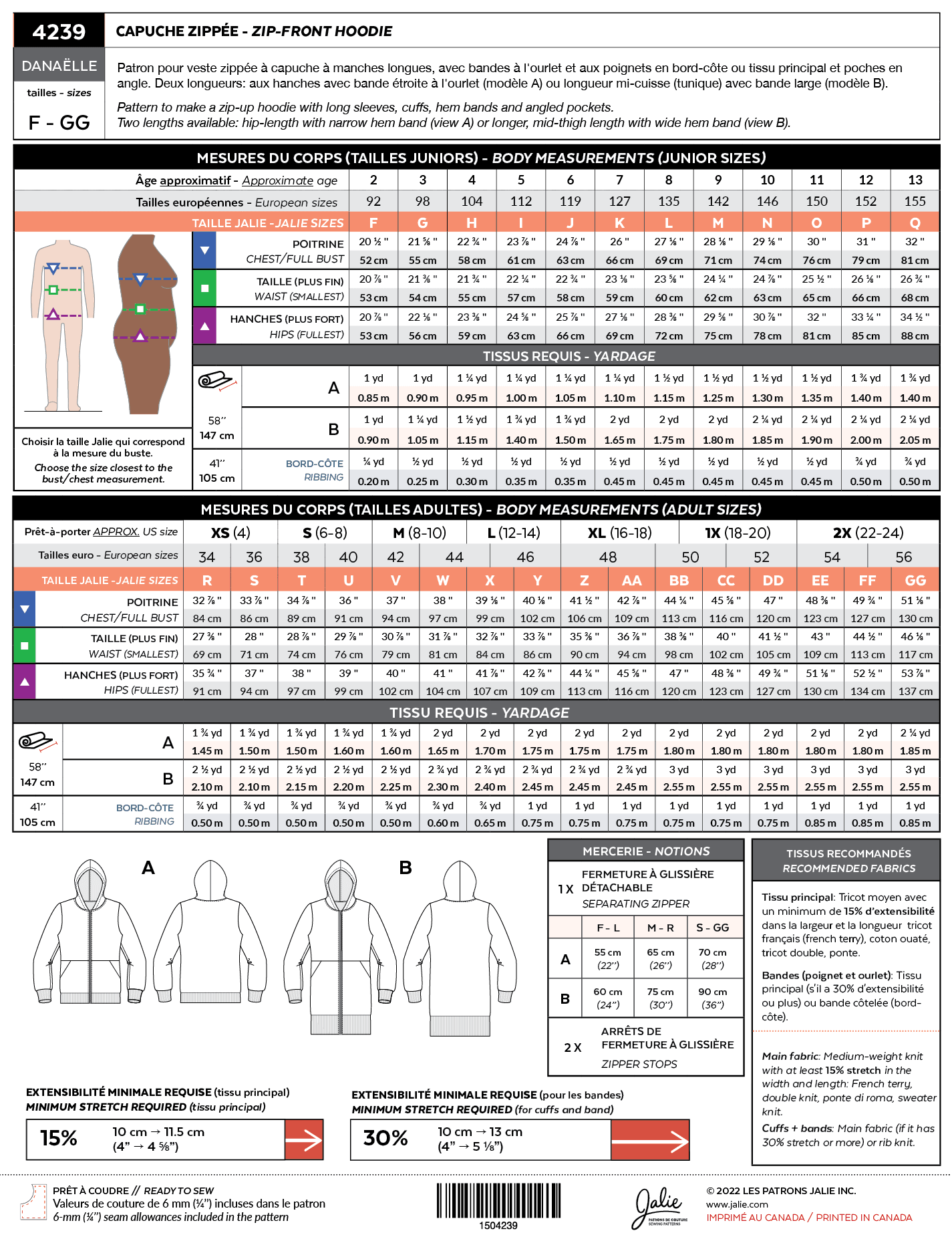 Kapuzenjacke_kurz_oder_lang_fuer_Kinder_und_Frauen_Schnittmuster_J4239_extremtextil_Stoffe