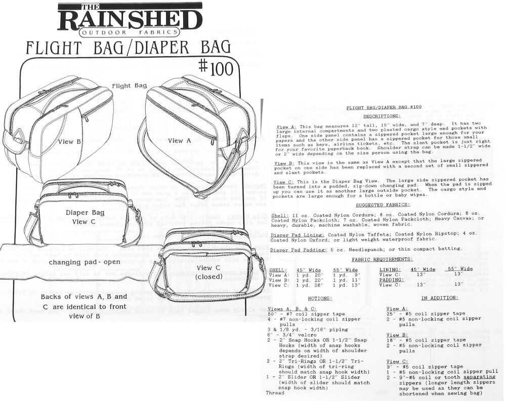 Flight Bag/Wickeltasche/Reisetasche Schnittmuster RS100