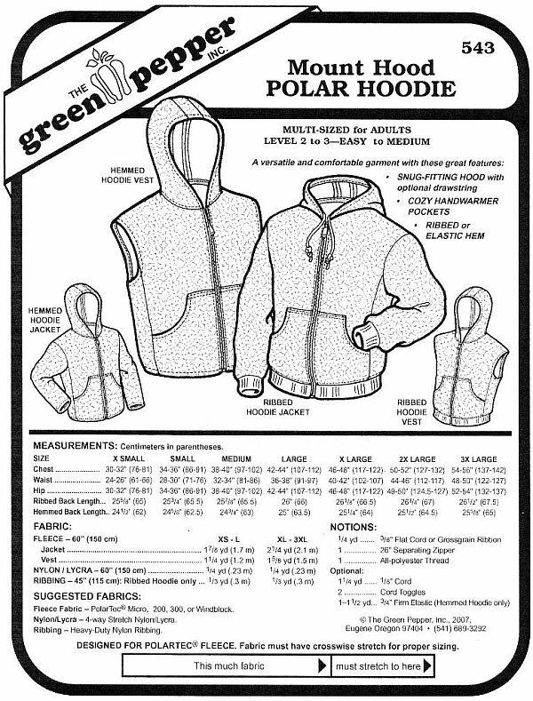 Mount Hood Fleece-Kapuzenjacke, Schnittmuster GP543