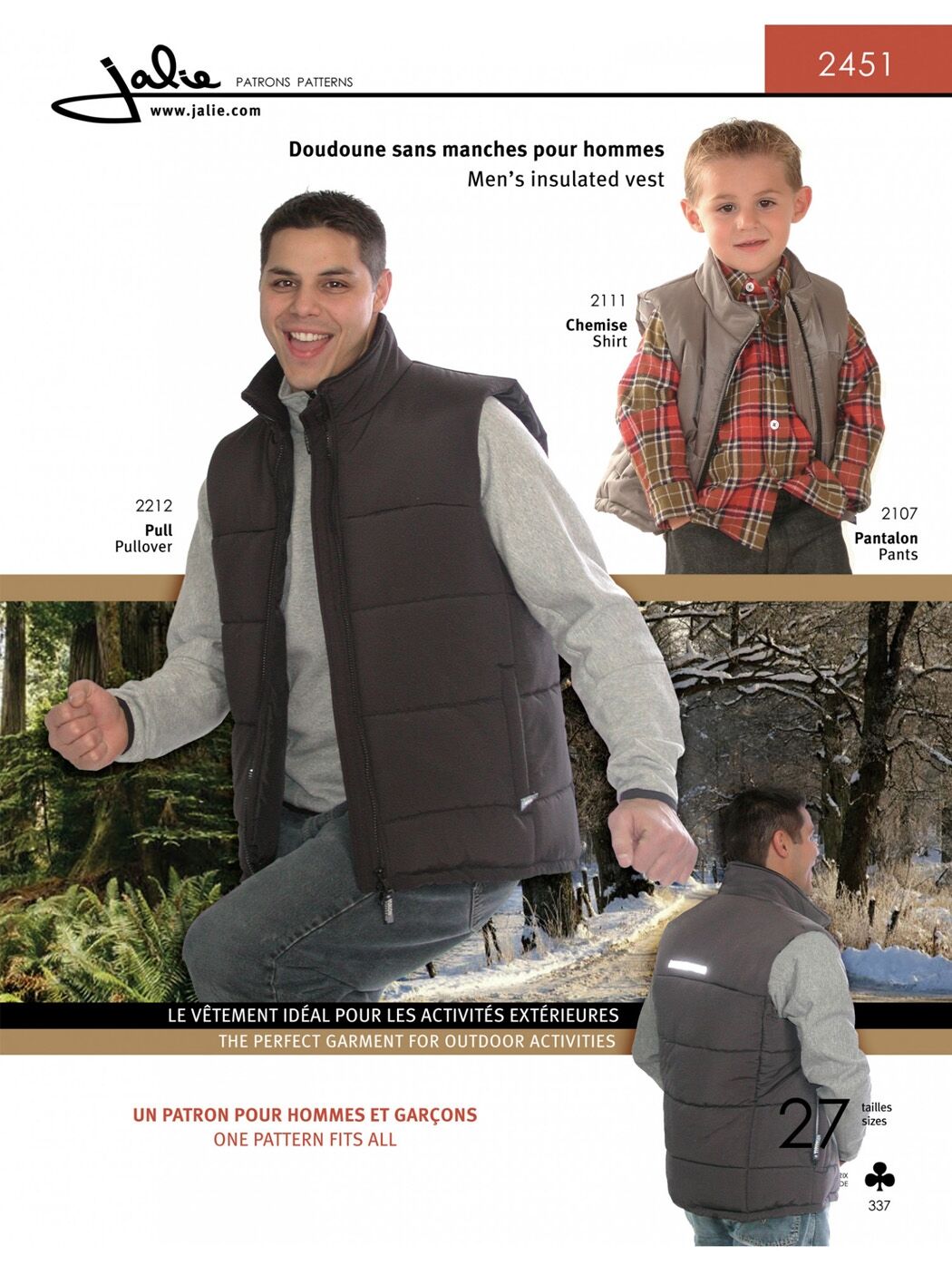 Isolierte Weste Herren und Kinder Schnittmuster J2451
