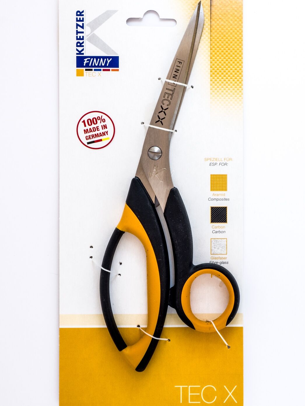 Kevlar-Schere, 8cm Klinge, Kretzer Finny TECX1, microverzahnt