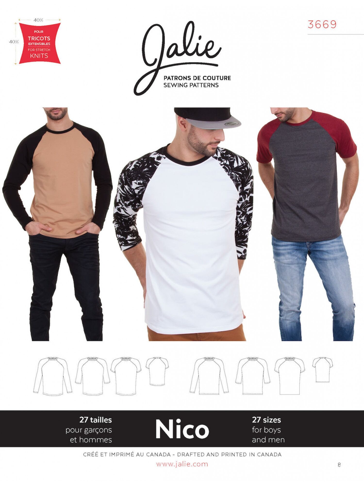 Raglan-Shirt und Longsleeve für Männer und Kinder J3669