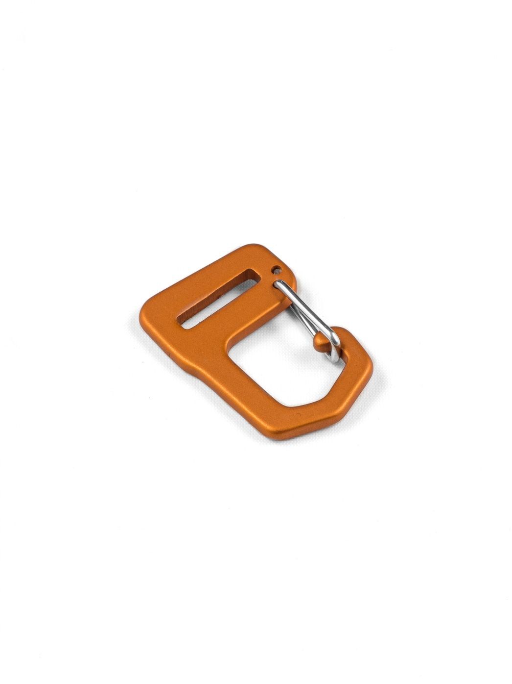 Karabinerhaken mit Gurtbefestigung, Aluminium eloxiert, 15mm