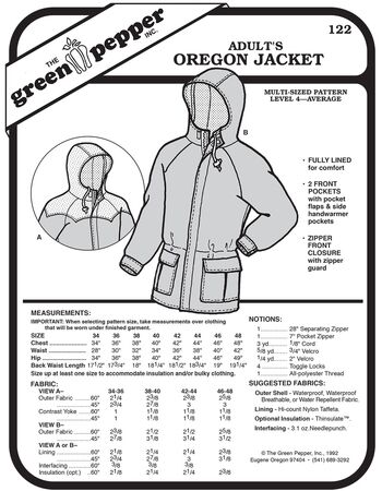 Oregon Parka, Schnittmuster GP122
