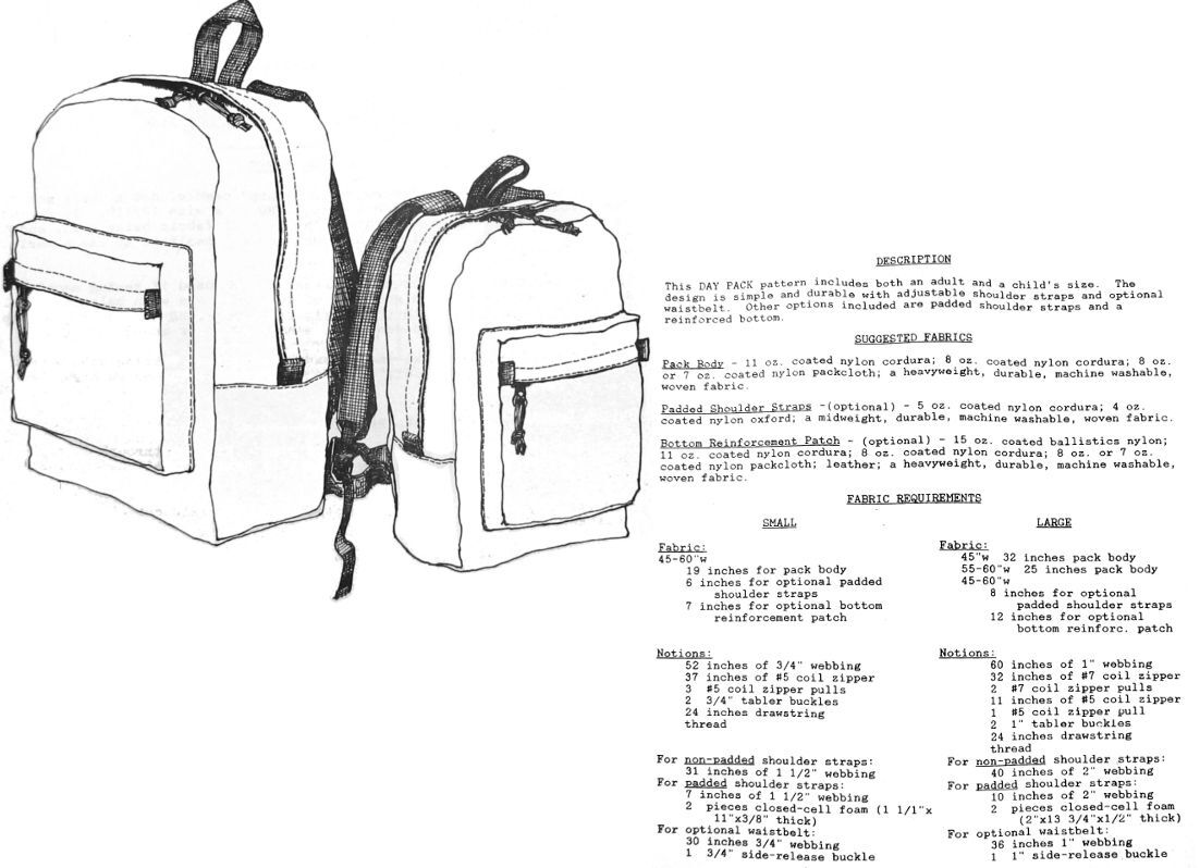 Daypack Schnittmuster für Kinder und Erwachsene RS140