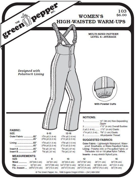 Warm-up pant Schnittmuster f. Frauen GP103