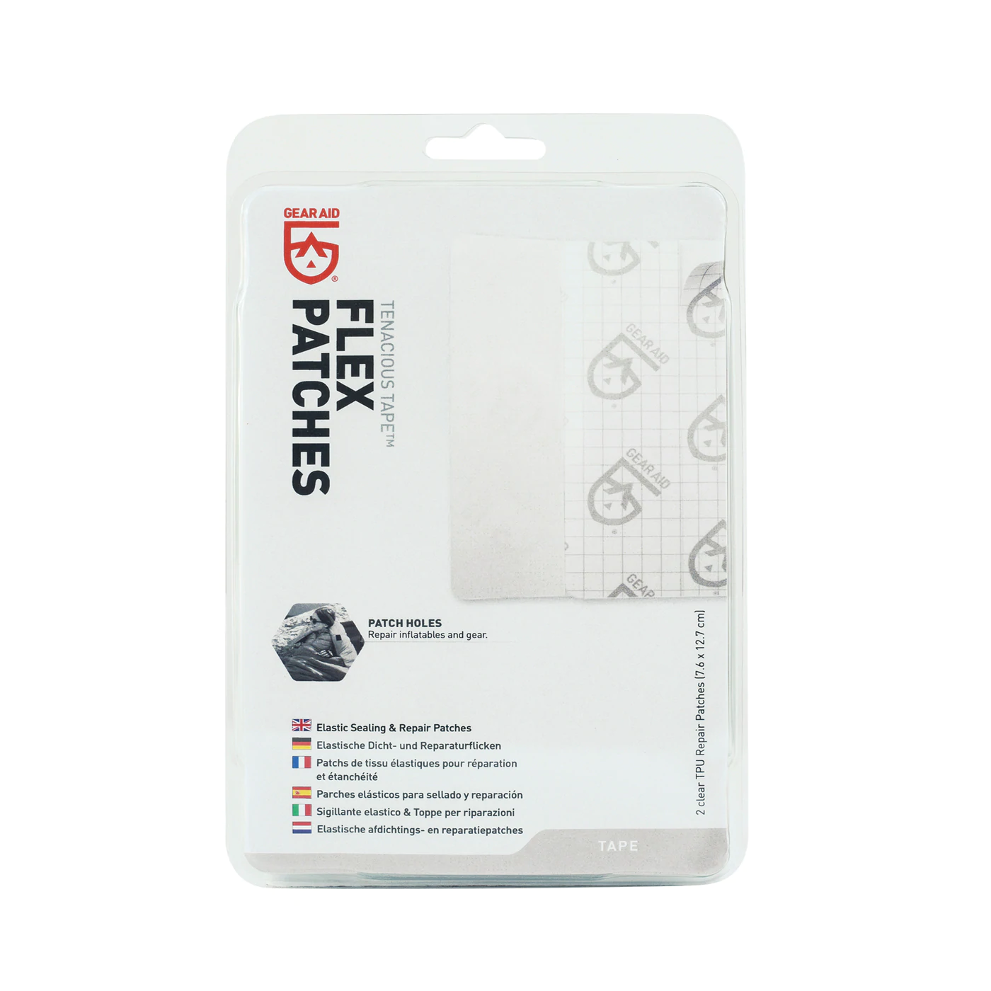 Gear Aid Tenacious Tape® Flex-Patches, elastische, transparente TPU-Klebeflicken, 2 Stk.