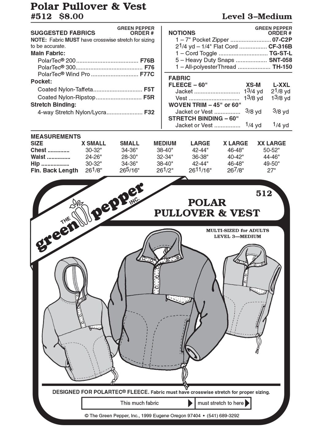 Fleecepullover und Weste, Schnittmuster GP512