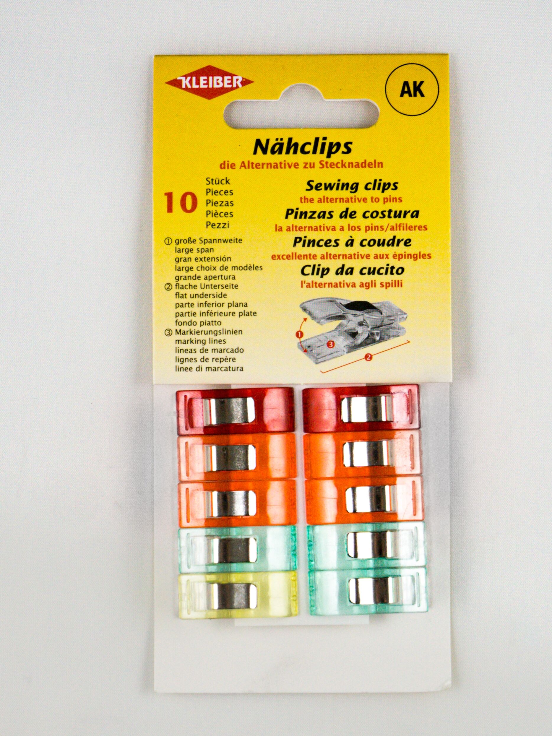 Sewing Clips, assorted colours, 10pcs