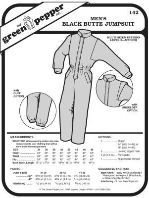 Mens black butte jumpsuit, pattern GP142