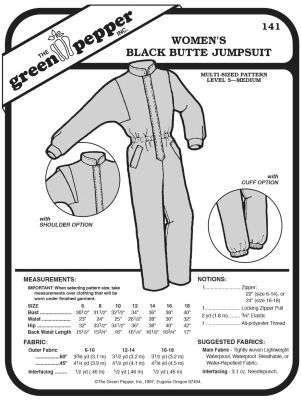 Womens black butte jumpsuit, pattern GP141