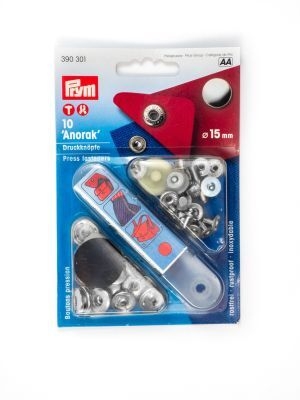 Press fasteners, 15mm, silver, Prym 390301