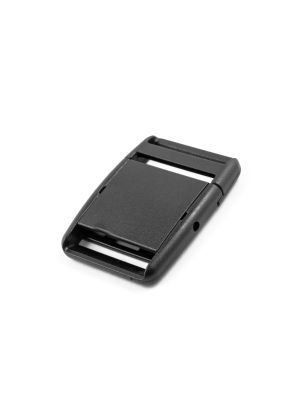 Belt buckle, 30 mm, center-push, flat, for threading on one side